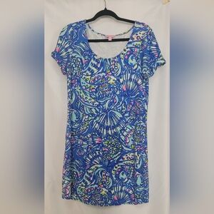 Lilly Pulitzer Vibrant Blue and Pink Patterned Dress